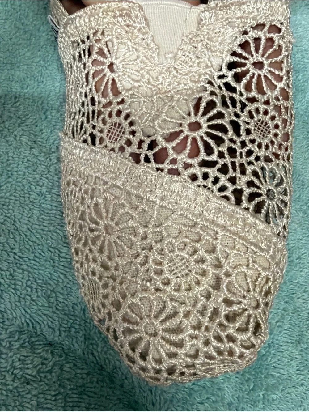 TOMS Women's Ivory Crochet Slip-On Shoe 8W